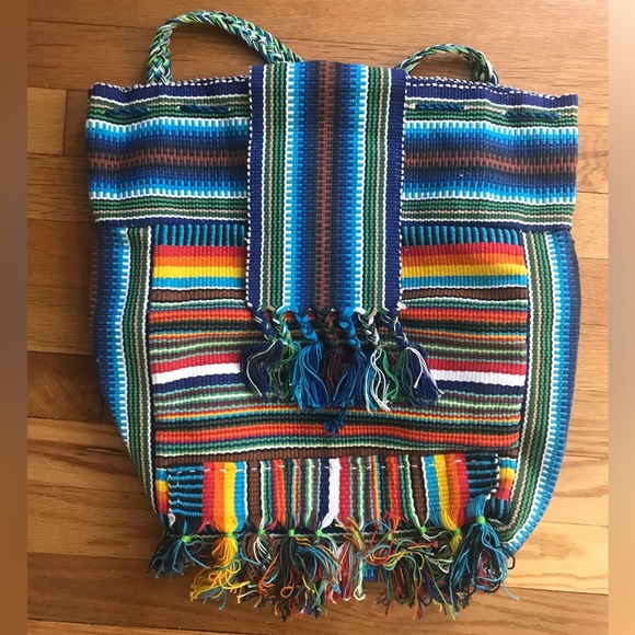 Handbags - Vintage Colorful Woven Backpack